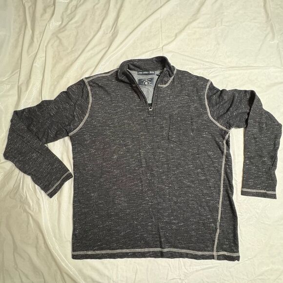 Vintage 1946 Washed, Stoned and Beaten Gray Quarter-Zip Collared Sweater Size L - Picture 1 of 10